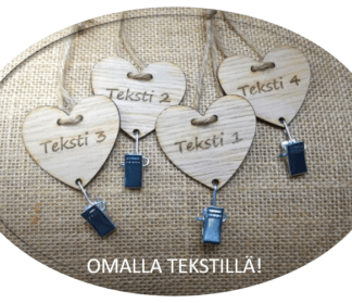 4 kpl Pyyhenipsuja tammi, sydän, narukiinnitys